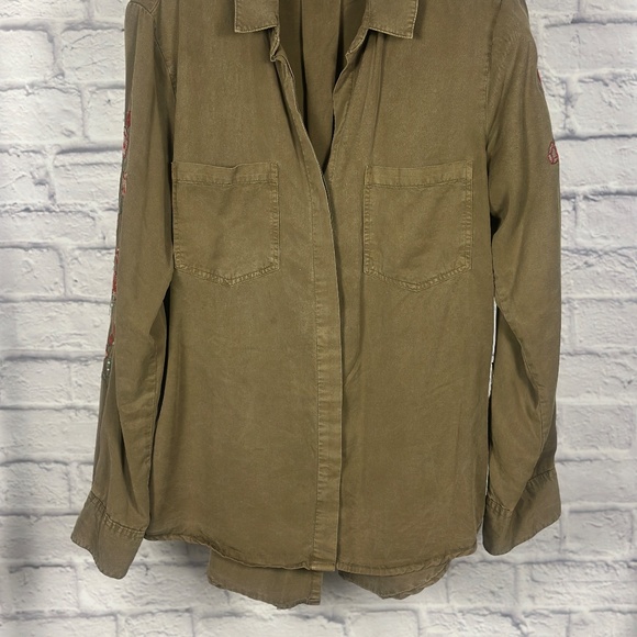 Blue Rain Olive Green Embroidered Button-Down Shi - Picture 4 of 12
